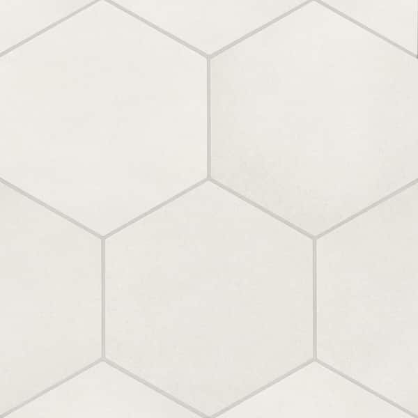 Sample-Makoto Hexagon 4 in. x 5 in. Matte Shoji White Porcelain Floor Tile