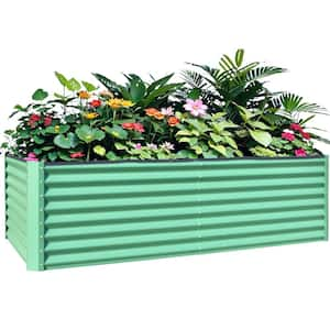 94.49 in. x 47.25 in. x 23.62 in. Galvanized Raised Garden Bed, Outdoor Planter Garden Boxes Steel Planter Box, Green