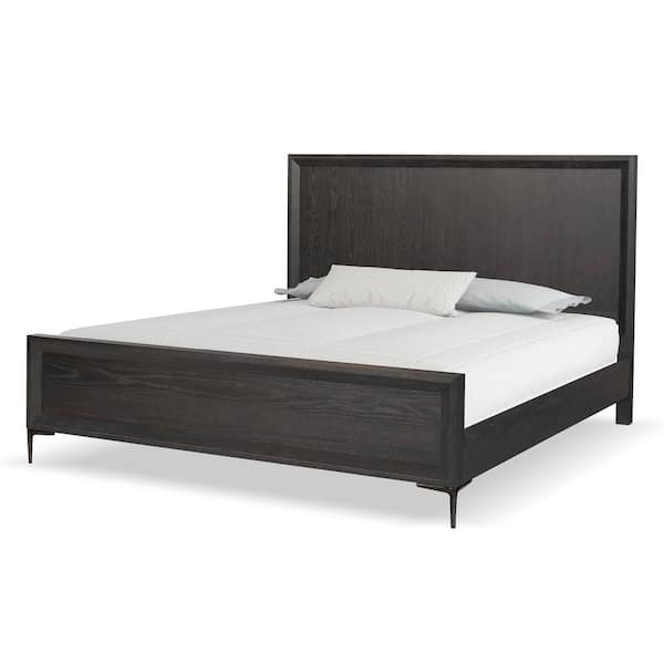 Jolt Brown Wood Frame King Panel Bed with Panel Headboard