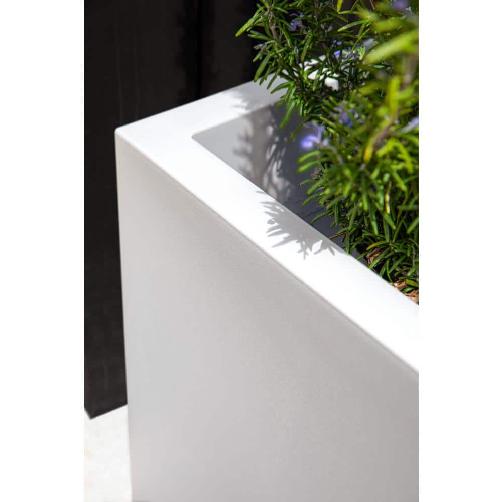 Modern Cube 22" White Polypropylene Planter with Drainage Holes