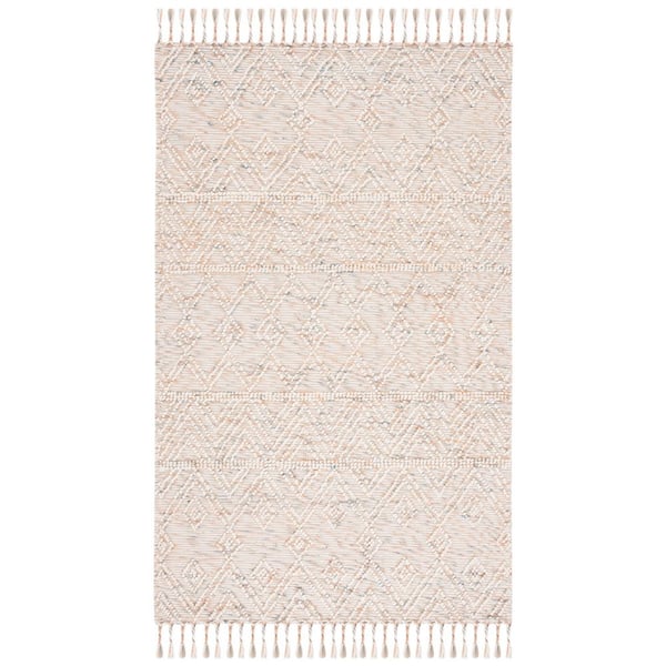 Natura 5 ft. x 8 ft. Ivory/Blue Zig-Zag Diamond Striped Area Rug