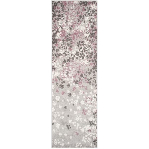 SAFAVIEH Adirondack Light Gray/Purple 3 ft. x 6 ft. Floral Runner Rug