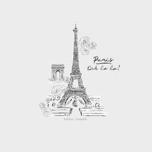 Black and White and Teal Eiffel Tower Sketch Giant Wall Decals