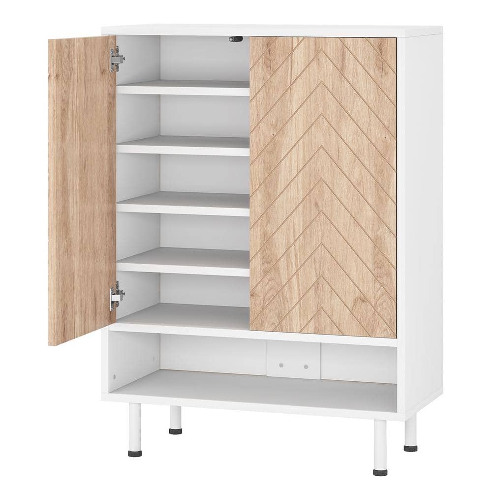 BYBLIGHT 43.9 in. H x 33.5 in. W White Shoe Storage Cabinet with