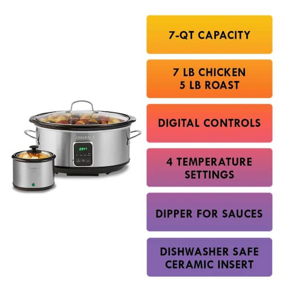 MyTime Technology 6 Quart Programmable Slow Cooker and Food Warmer with Digital Timer, Stainless Steel Slow Cooker - Silver