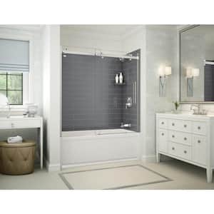 Utile Metro 30 in. x 59.8 in. x 81.4 in. Right Drain Alcove Bath and Shower Kit in Thunder Grey with Chrome Door