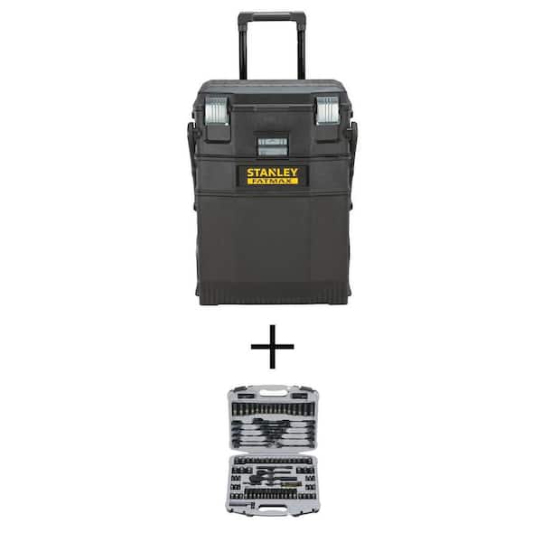 22 in. Cantilever Mobile Tool Box and 1/4 in. and 3/8 in. Drive Black Chrome SAE and Metric Mechanics Tool Set (99 Pc)