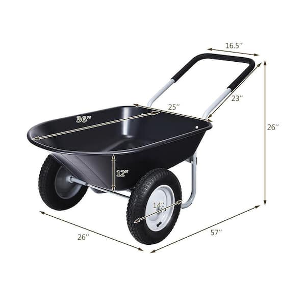 5 cu. ft. Plastic Garden Dolly Post Hole Digger Utility Cart Wheelbarrow