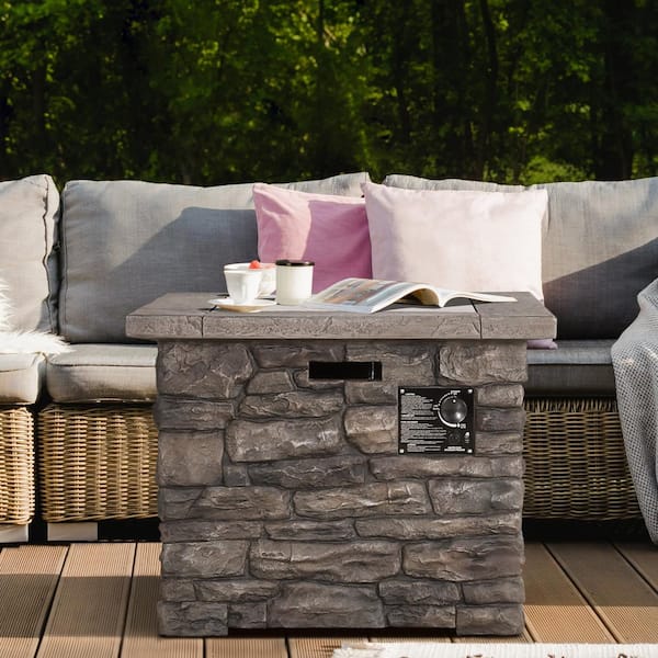 VEIKOUS Outdoor Propane Gas Fire Pit 31 in. Square Fire Table for Outside Patio with Free Lava Rocks and Cover