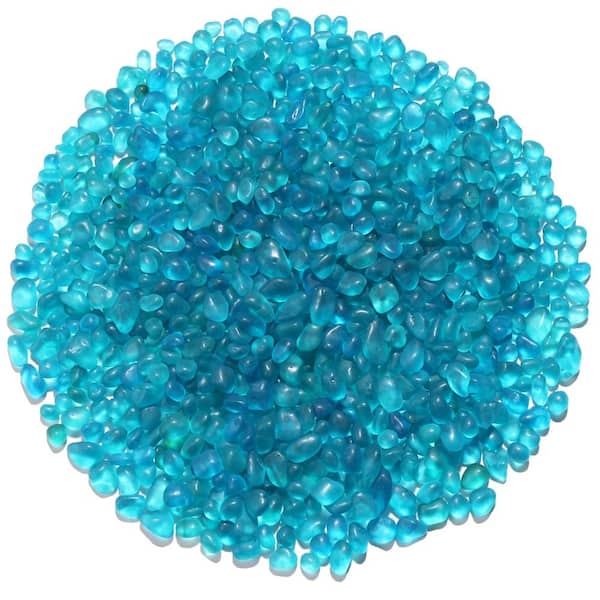 0.9 lb Turquoise Sea Glass Stones, Frosted Glass Pebbles for