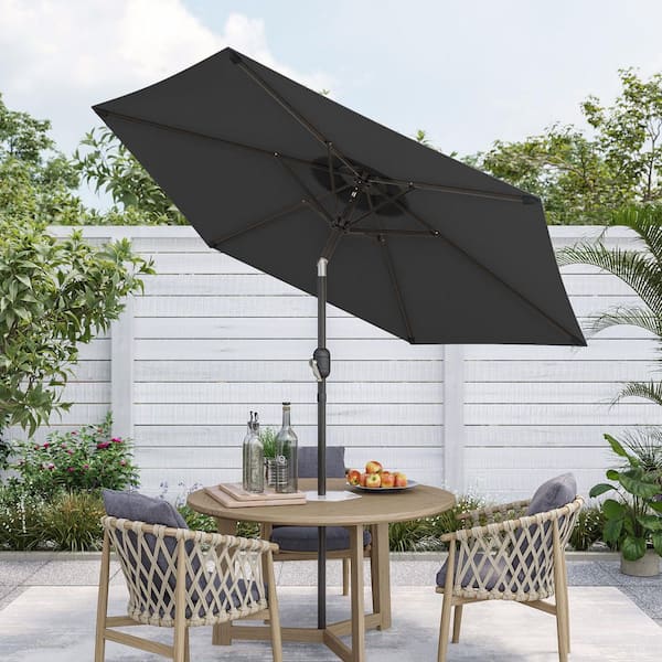 7.5 ft. Patio Market Crank and Tilt Umbrellas, Table Umbrellas,UV-Resistant Canopy in Black