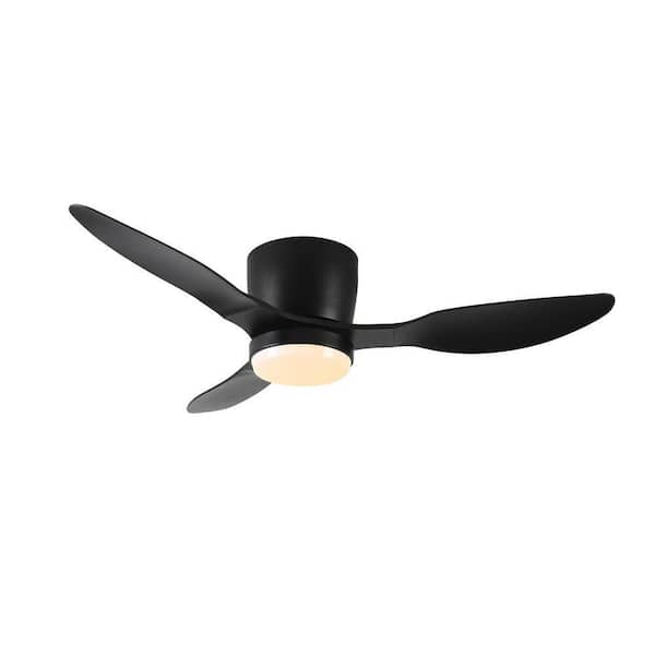 42 in. W Indoor/Outdoor Black Smart Flush Mount Ceiling Fans with Dimmable LED, Remote and ‎App Control