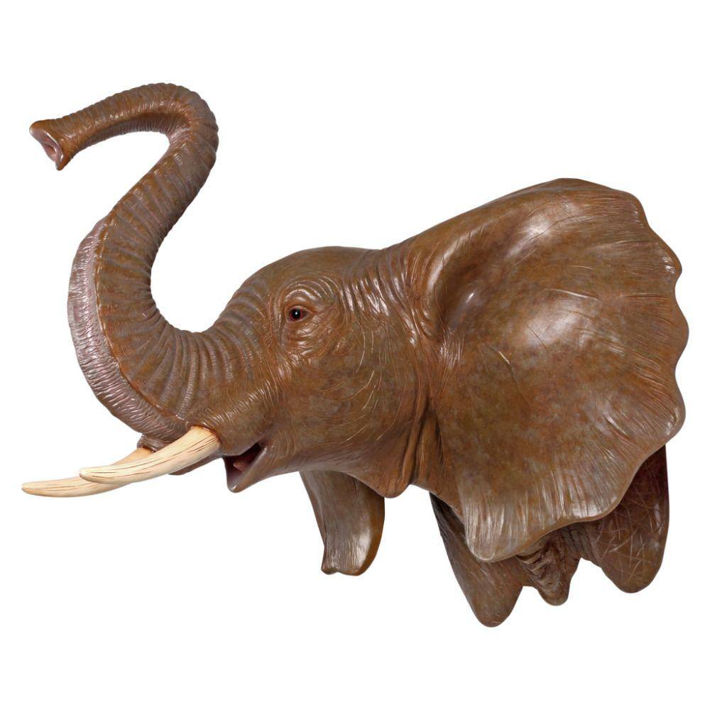 Design Toscano 33.5 in. x 39.5 in. Exotic African Elephant Trophy Head Mount Wall Sculpture, Multi-Colored -  NE170186