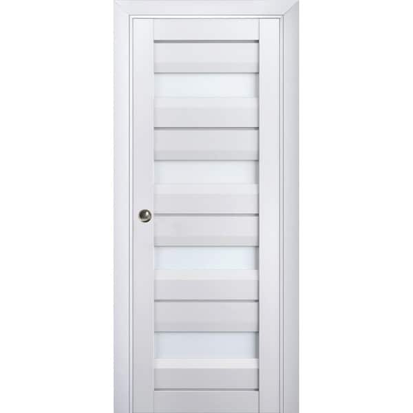 Sartodoors 24 in. x 96 in. 1 Panel White Finished Solid Wood Sliding Door with Hardware