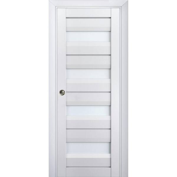 Sartodoors 36 in. x 96 in. 1 Panel White Finished Solid Wood Sliding Door with Hardware