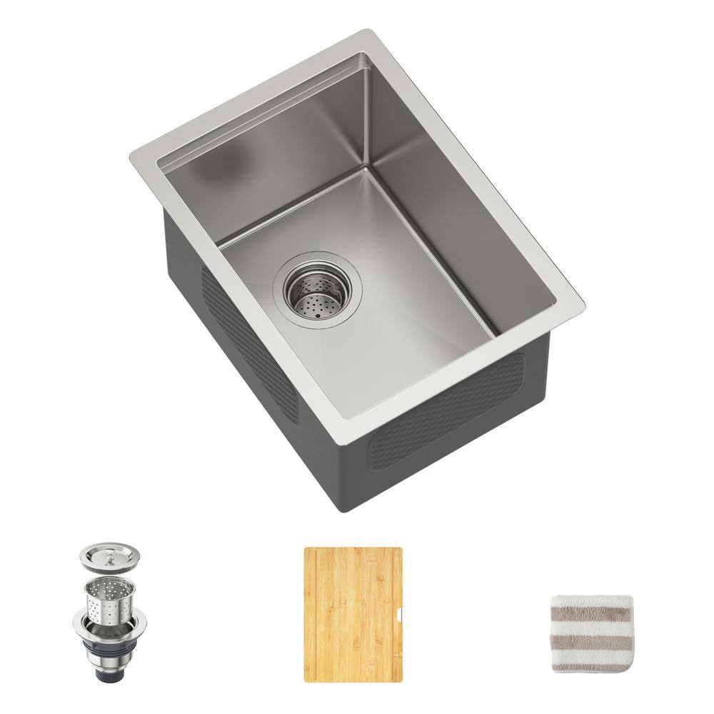 19 in. Workstation Handmade Undermount Single Bowl 16-Gauge Stainless Steel