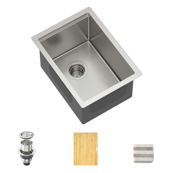 Unbranded 19 in. Workstation Handmade Undermount Single Bowl 16-Gauge Stainless Steel Kitchen Sink