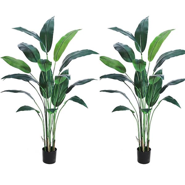 6 ft. (2-Pieces) Bird of Paradise Artificial Bird Plant Fake Palm Tree Decor Faux Plants with 17 Trunks Faux Leaves