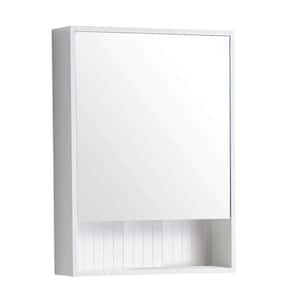 Venezian 22 in. W x 29.5 in. H Small Rectangular White Matte wooden Surface Mount Medicine Cabinet with Mirror
