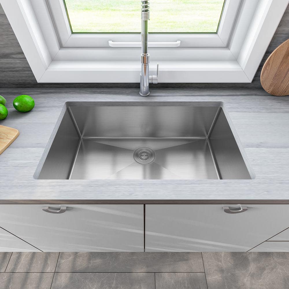 Sinber 32" Black Stainless Steel Double Bowl Drop-in Kitchen Sink