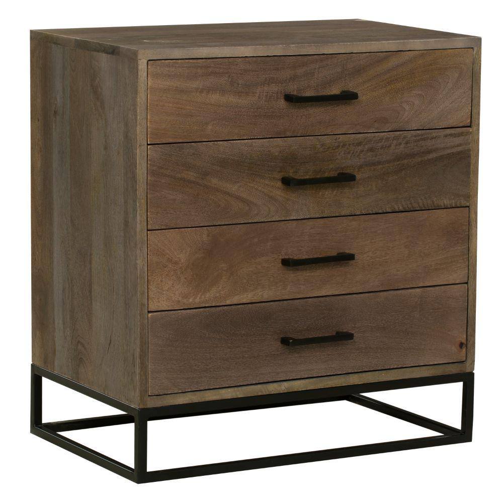 THE URBAN PORT Gray and Black Storage Chest with 4-Drawers and Wooden ...