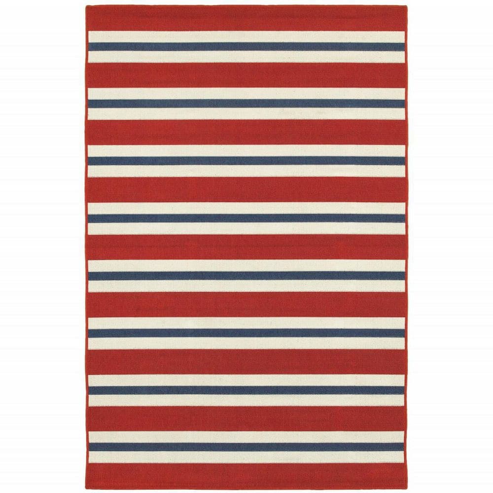 Red, Ivory 7 ft. x 10 ft. Loomed Geometric Polypropylene Rectangle Indoor/Outdoor Area Rug price history on PriceWatchPro
