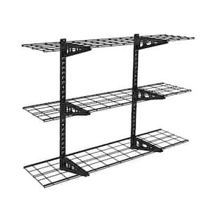 12 in. x 48 in. 3-Tier Adjustable Steel Garage Wall Shelf in Black