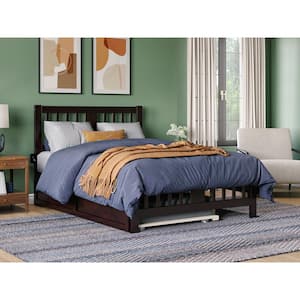 Tahoe Espresso Full Solid Wood Platform Bed with Footboard and Twin Solid Wood Trundle