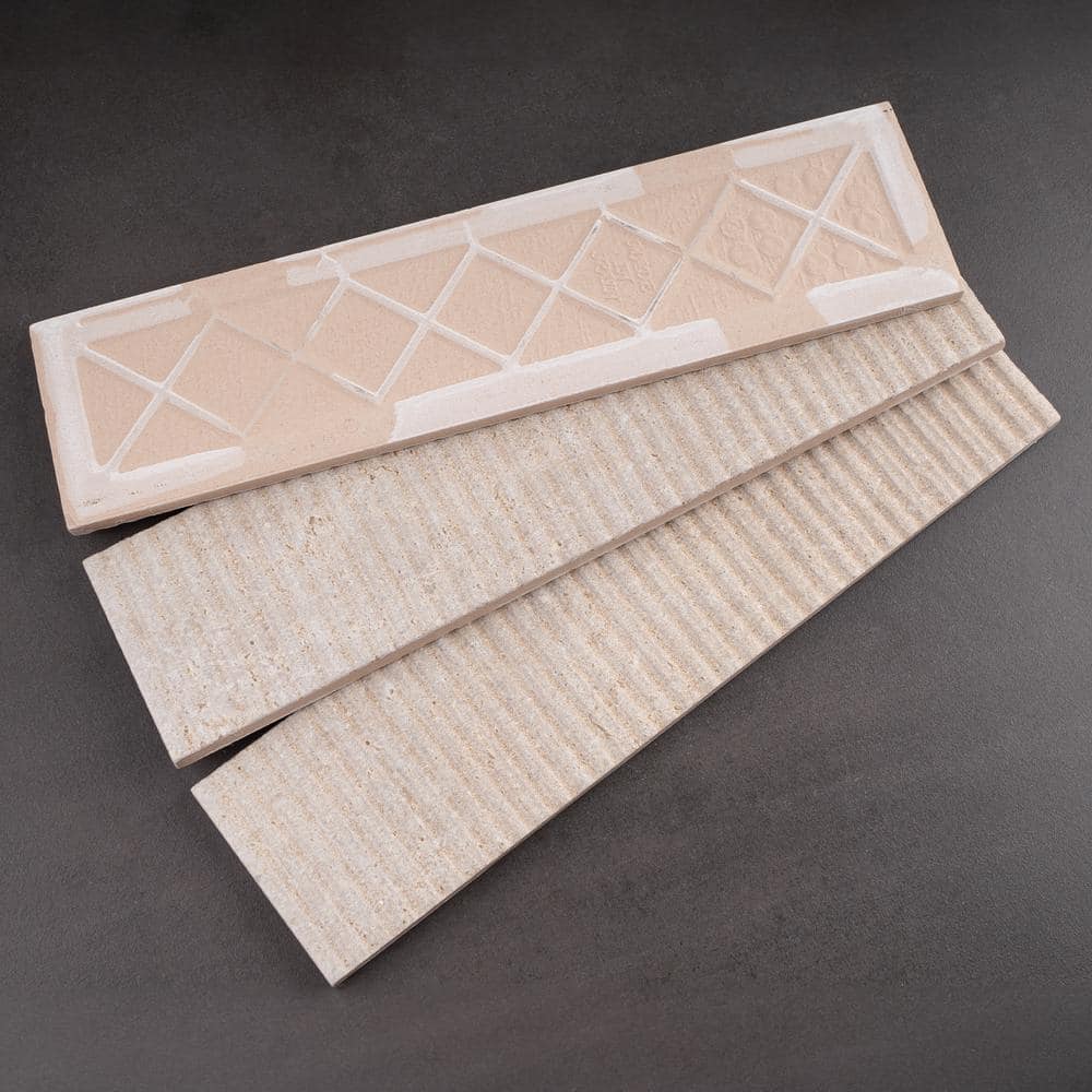 Beige 3" x 12" Ceramic Stone Look Subway Wall Tile