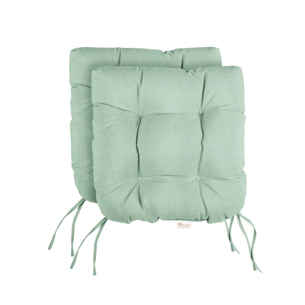 Sunbrella Canvas Spa Tufted Chair Cushion Round U-Shaped Back 16 x 16 x 3 (
