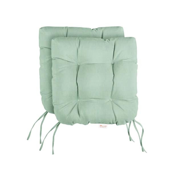 SORRA HOME Sunbrella Canvas Spa Tufted Chair Cushion Round U-Shaped Back 16 x 16 x 3 (Set of 2)