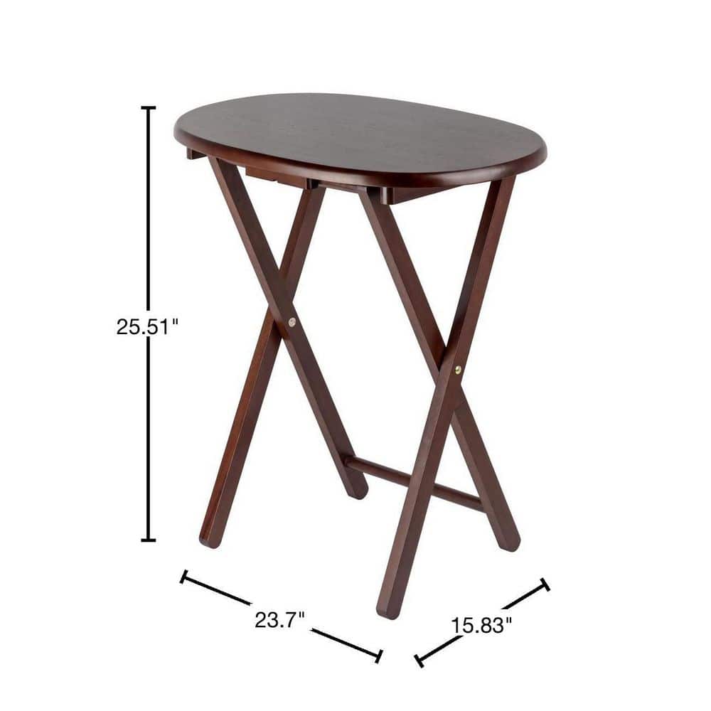Mid-Century Modern Cappuccino Brown Oval Snack Table Set