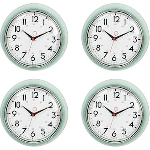 (4 Pack) 9.5 in.in Analog Glass Wall Clock - Green