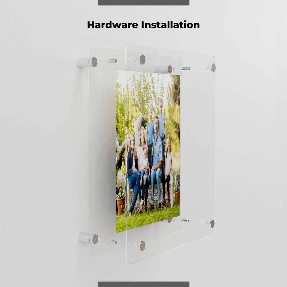 23" x 33" Clear Acrylic Floating Frame with Chrome Wall Mounts