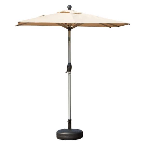 6 ft. Steel Market Patio Umbrella in Beige, Rectangle Patio Umbrella with Crank Lift and Tilt Function