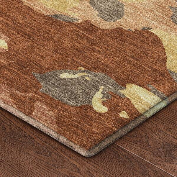 Mayfield Premium Machine Washable Abstract AMF2497 Paprika 10 ft. x 14 ft. Area Rug