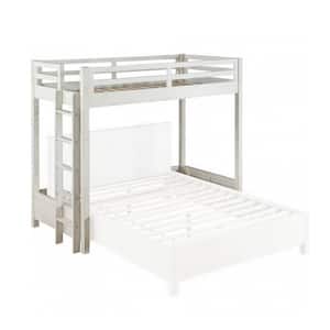 White Wood Frame Twin Platform Bed with Ladder