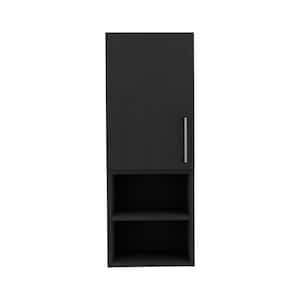 11.8 in. W x 32.17 in. H Bathroom Surface Mount Medicine Cabinet with 4 Shelves,Metal Handle and Single Door in Black