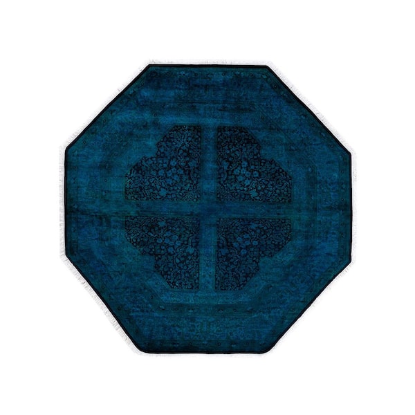 Overdyed Blue 6 ft. x 9 ft. Solid Wool Indoor Area Rug