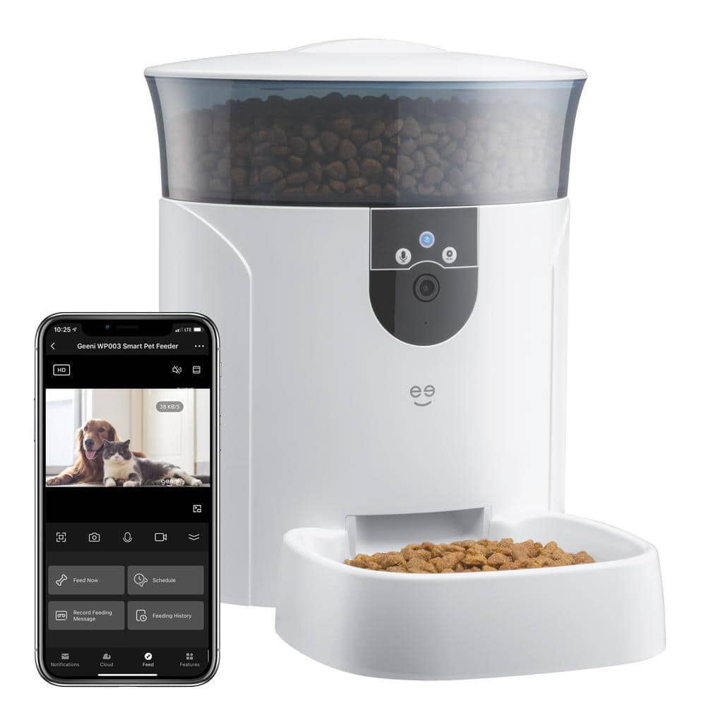 Geeni 7-Light PetConnect Automatic Pet Feeder with Camera, 2-Way Audio, and Personal Voice Recording