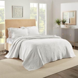 Ella Cotton Queen White Coverlet Set
