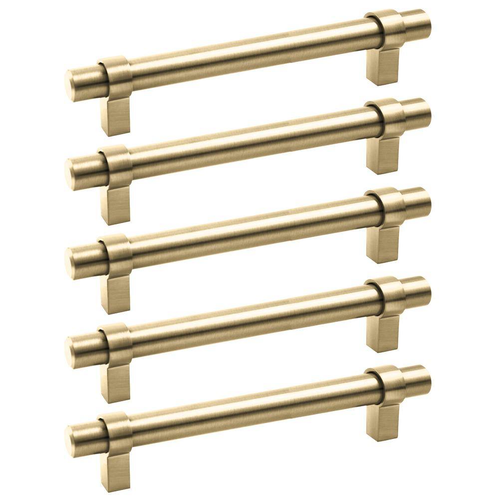 Emery Satin Gold Cylindrical Cabinet Bar Pulls, 5-Pack