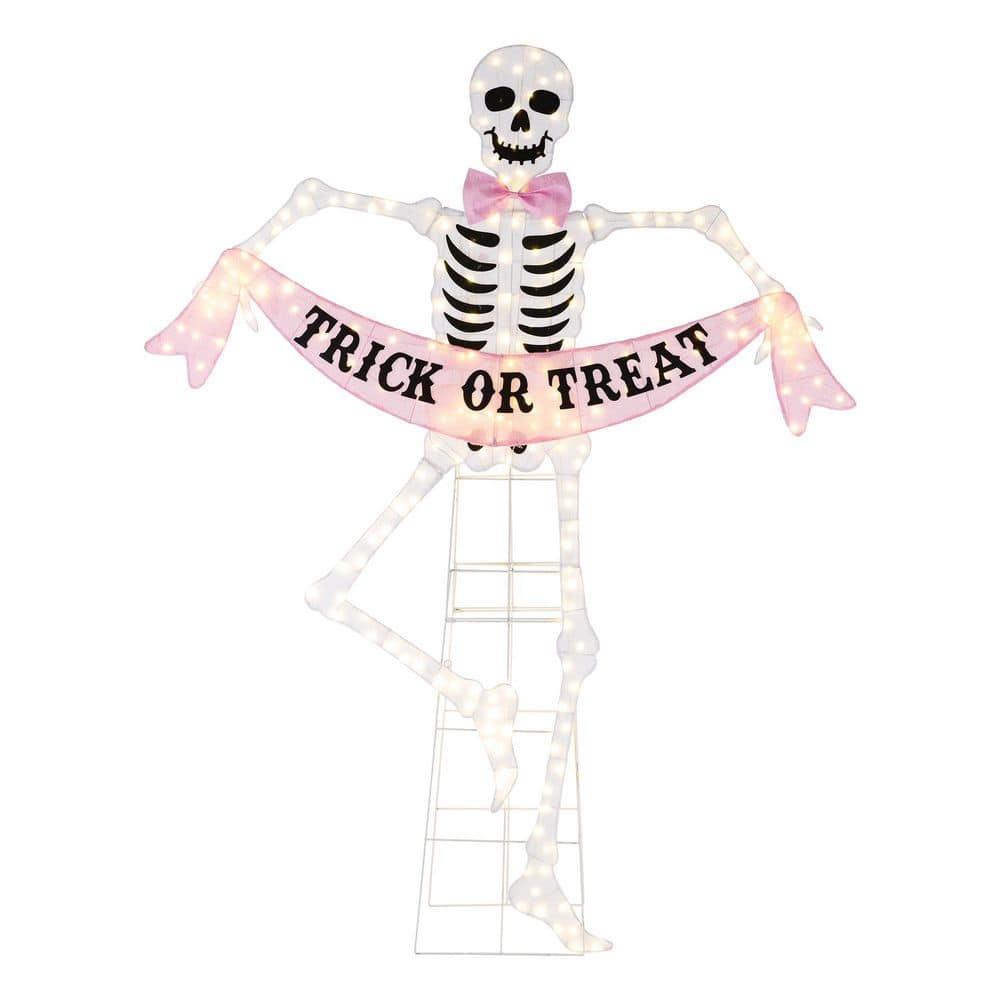 86.25 in. H Lighted Halloween 2D Pink Skeleton Outdoor Decor with 220 warm White LED Lights price history on PriceWatchPro