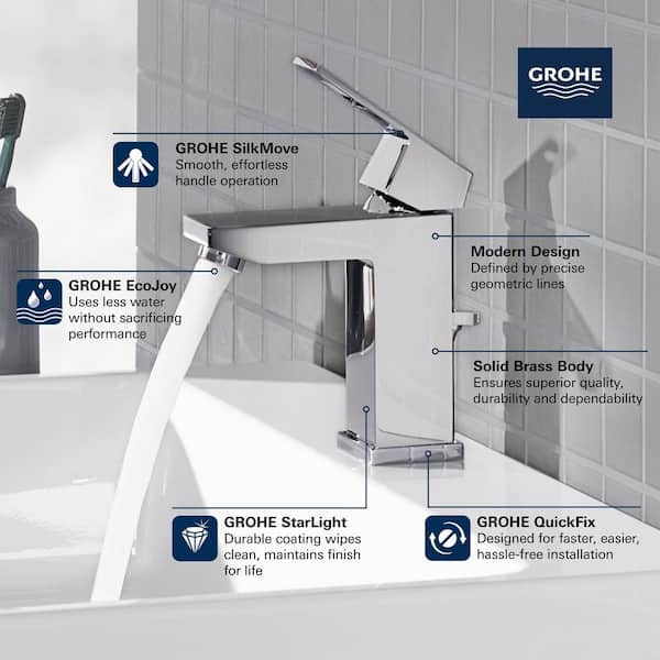 Eurocube Single-Handle Single-Hole Bathroom Faucet in Matte Black
