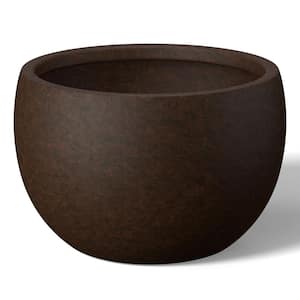 19 in. Large Earthy Brown Concrete Round Planter / Pot with Drainage holes