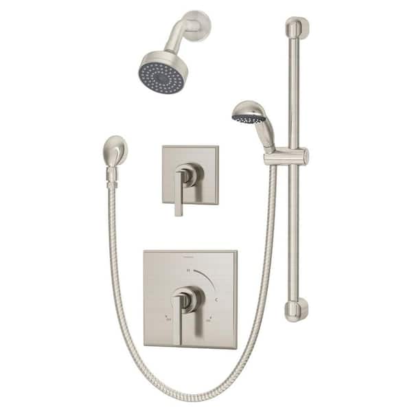Symmons Duro 1-Spray Hand Shower and Shower Head Trim in Satin Nickel (Valve not Included)