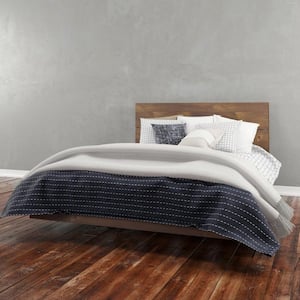 Barista Truffle Queen Size Platform Bed and Plank Effect Headboard