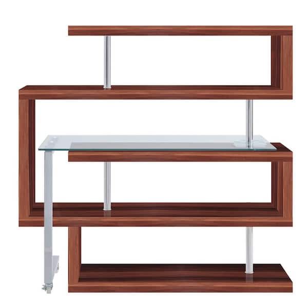 HomeRoots 55 in. L-Shape Brown Manufactured Wood Writing Desk