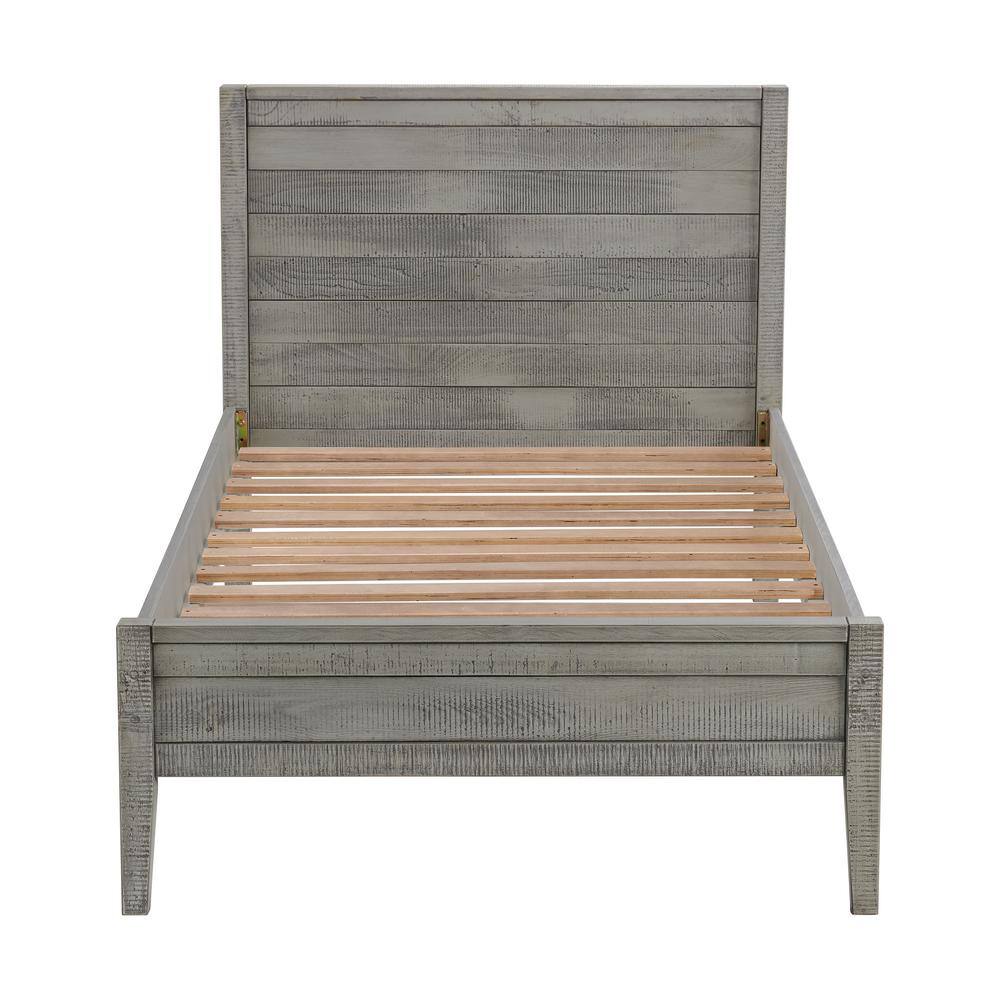 Windsor Driftwood Gray Twin Wood Bed with Headboard and Slats