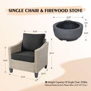 Oconee Beige 3-Piece Wood Fire Pit Seating Set with Black and Cushions Outdoor Patio Lounge Chair a Burning